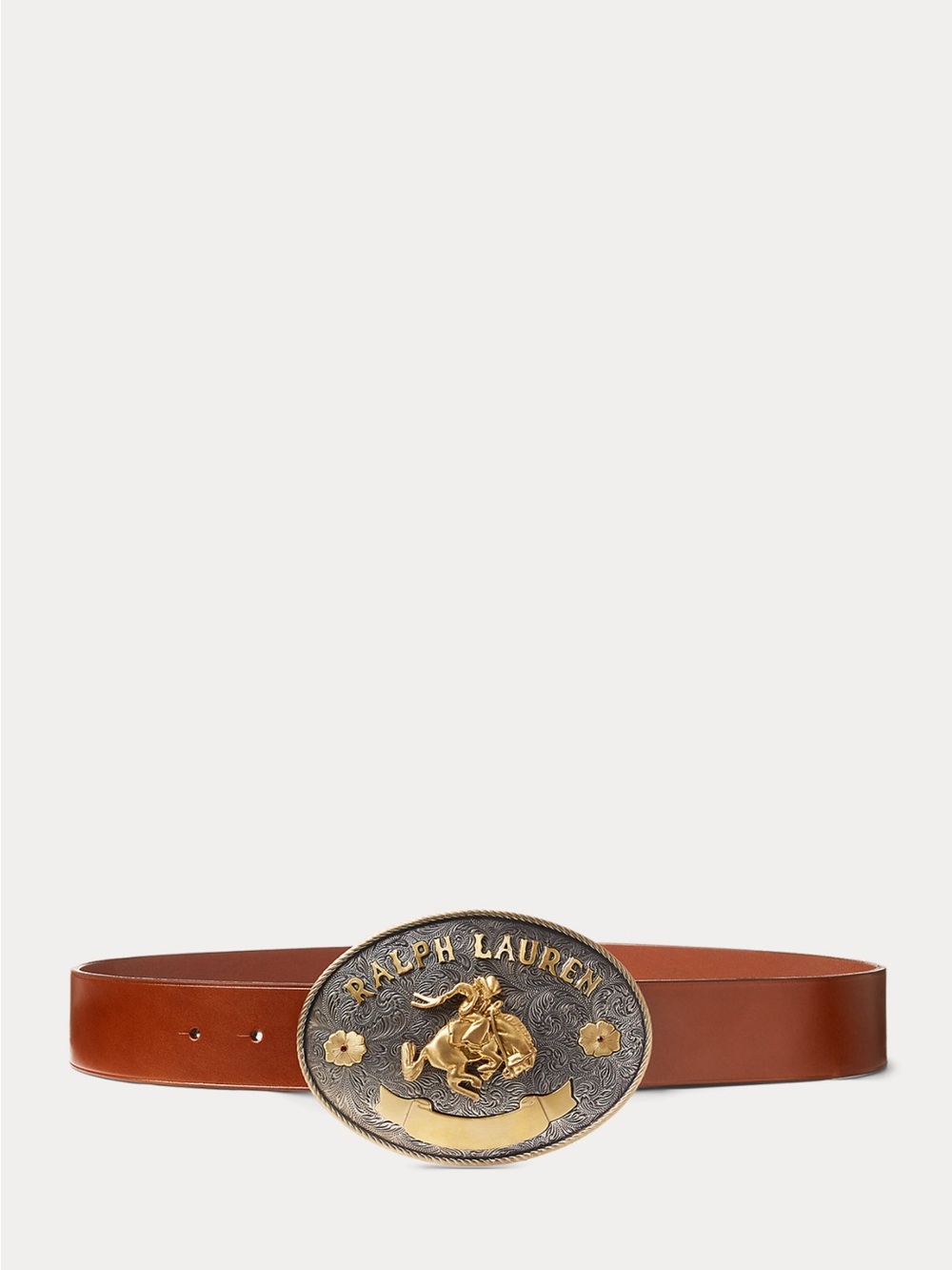 Ralph Lauren Rodeo-Buckle Vachetta Leather Wide Belt - Picture 9 of 9